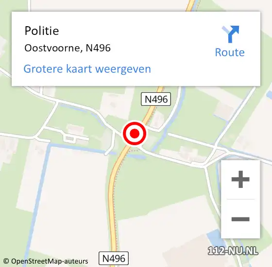 Locatie op kaart van de 112 melding: Politie Oostvoorne, N496 op 28 maart 2019 14:19
