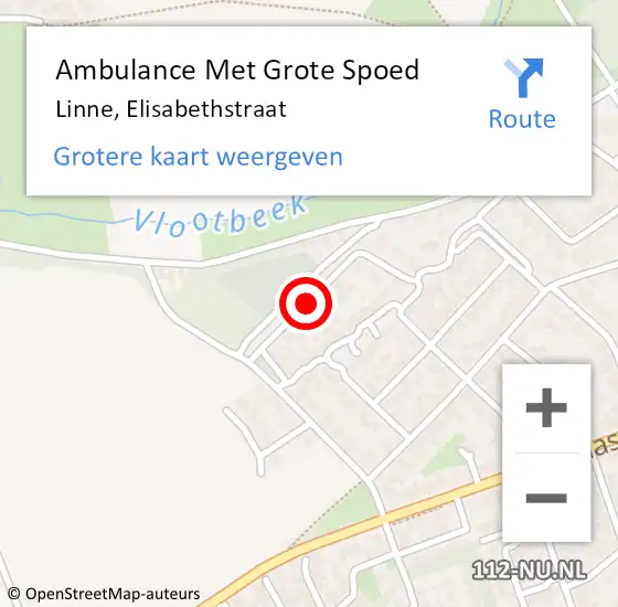 Locatie op kaart van de 112 melding: Ambulance Met Grote Spoed Naar Linne, Elisabethstraat op 28 maart 2019 15:50