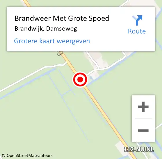 Locatie op kaart van de 112 melding: Brandweer Met Grote Spoed Naar Brandwijk, Damseweg op 28 maart 2019 16:39