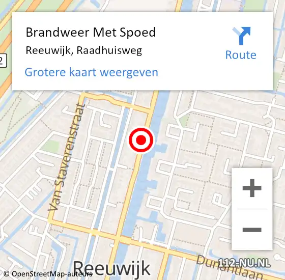 Locatie op kaart van de 112 melding: Brandweer Met Spoed Naar Reeuwijk, Raadhuisweg op 28 maart 2019 18:37