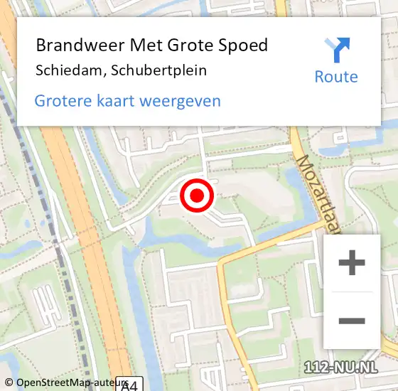 Locatie op kaart van de 112 melding: Brandweer Met Grote Spoed Naar Schiedam, Schubertplein op 28 maart 2019 18:45