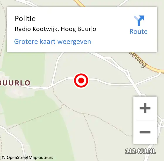 Locatie op kaart van de 112 melding: Politie Radio Kootwijk, Hoog Buurlo op 28 maart 2019 19:14