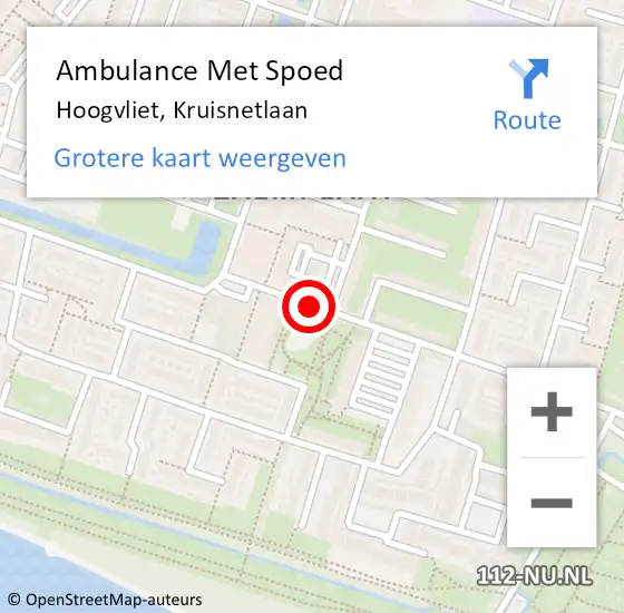 Locatie op kaart van de 112 melding: Ambulance Met Spoed Naar Hoogvliet, Kruisnetlaan op 28 maart 2019 20:44