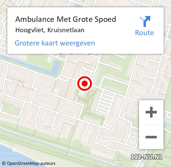 Locatie op kaart van de 112 melding: Ambulance Met Grote Spoed Naar Hoogvliet, Kruisnetlaan op 29 maart 2019 01:13