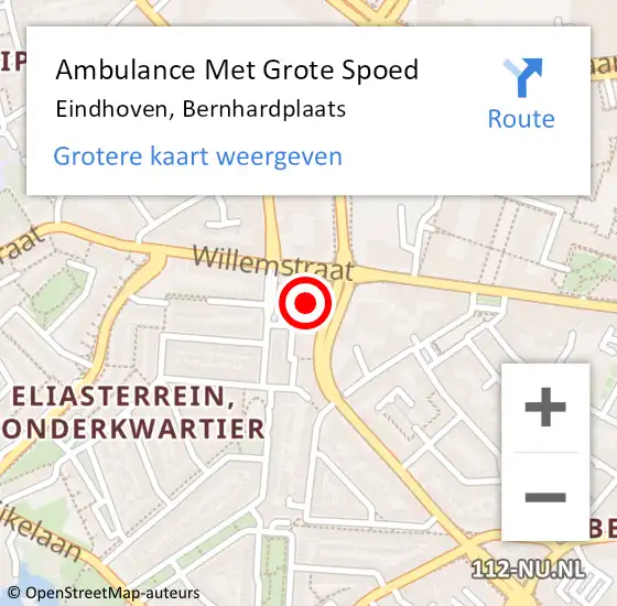Locatie op kaart van de 112 melding: Ambulance Met Grote Spoed Naar Eindhoven, Bernhardplaats op 29 maart 2019 05:08
