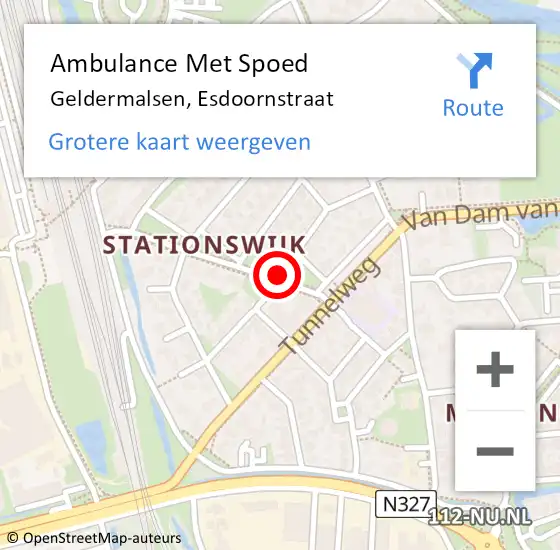 Locatie op kaart van de 112 melding: Ambulance Met Spoed Naar Geldermalsen, Esdoornstraat op 29 maart 2019 07:13