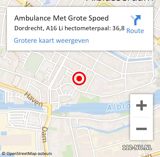 Locatie op kaart van de 112 melding: Ambulance Met Grote Spoed Naar Dordrecht, N3 Li hectometerpaal: 2,8 op 29 maart 2019 09:02