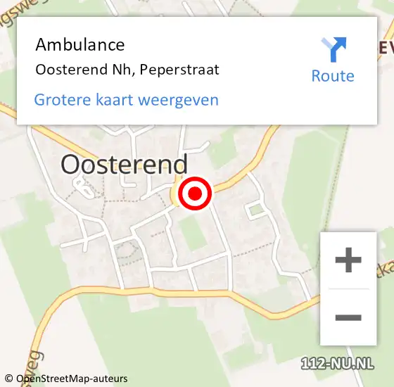 Locatie op kaart van de 112 melding: Ambulance Oosterend Nh, Peperstraat op 29 maart 2019 11:43