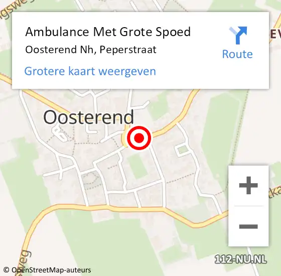 Locatie op kaart van de 112 melding: Ambulance Met Grote Spoed Naar Oosterend, Peperstraat op 29 maart 2019 11:45