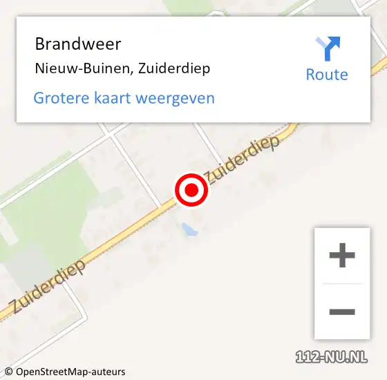 Locatie op kaart van de 112 melding: Brandweer Nieuw-Buinen, Zuiderdiep op 29 maart 2019 14:13