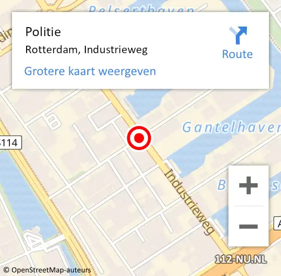 Locatie op kaart van de 112 melding: Politie Rotterdam, Industrieweg op 29 maart 2019 16:59