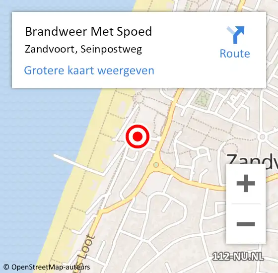 Locatie op kaart van de 112 melding: Brandweer Met Spoed Naar Zandvoort, Seinpostweg op 29 maart 2019 21:23