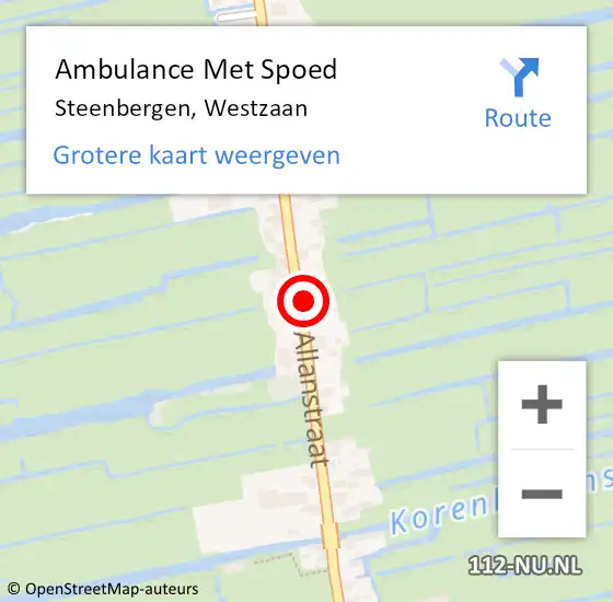 Locatie op kaart van de 112 melding: Ambulance Met Spoed Naar Steenbergen, Westzaan op 29 maart 2019 21:53