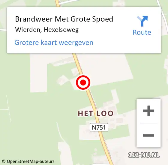 Locatie op kaart van de 112 melding: Brandweer Met Grote Spoed Naar Wierden, Hexelseweg op 30 maart 2019 01:36