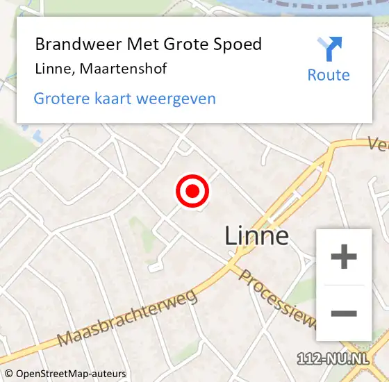 Locatie op kaart van de 112 melding: Brandweer Met Grote Spoed Naar Linne, Maartenshof op 30 maart 2019 01:39