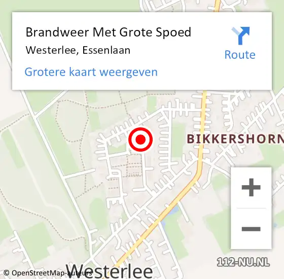 Locatie op kaart van de 112 melding: Brandweer Met Grote Spoed Naar Westerlee, Essenlaan op 30 maart 2019 03:46