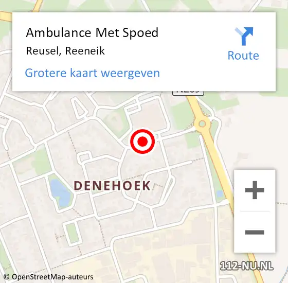 Locatie op kaart van de 112 melding: Ambulance Met Spoed Naar Reusel, Reeneik op 30 maart 2019 07:28