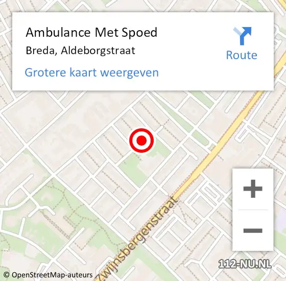 Locatie op kaart van de 112 melding: Ambulance Met Spoed Naar Breda, Aldeborgstraat op 30 maart 2019 11:18