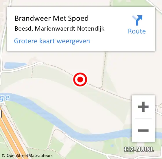 Locatie op kaart van de 112 melding: Brandweer Met Spoed Naar Beesd, Marienwaerdt Notendijk op 30 maart 2019 11:55