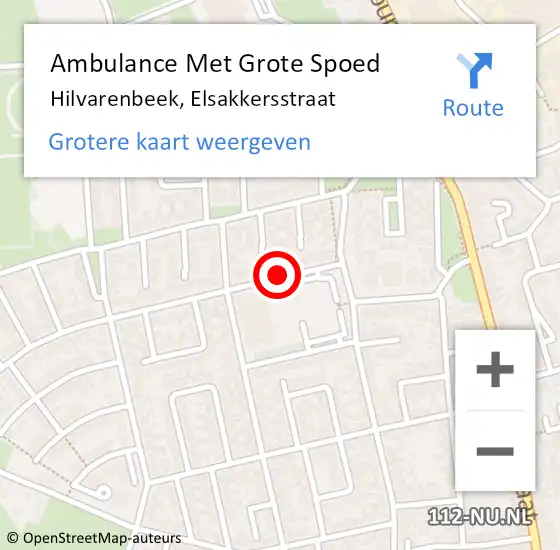 Locatie op kaart van de 112 melding: Ambulance Met Grote Spoed Naar Hilvarenbeek, Elsakkersstraat op 30 maart 2019 14:40