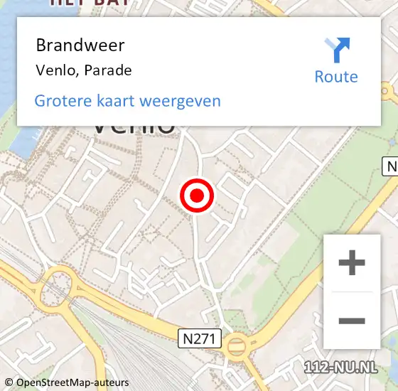 Locatie op kaart van de 112 melding: Brandweer Venlo, Parade op 30 maart 2019 15:56