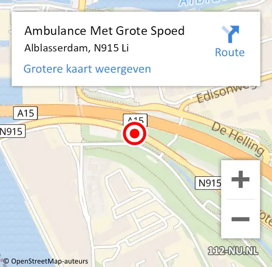 Locatie op kaart van de 112 melding: Ambulance Met Grote Spoed Naar Alblasserdam, N915 Li op 31 maart 2019 01:44