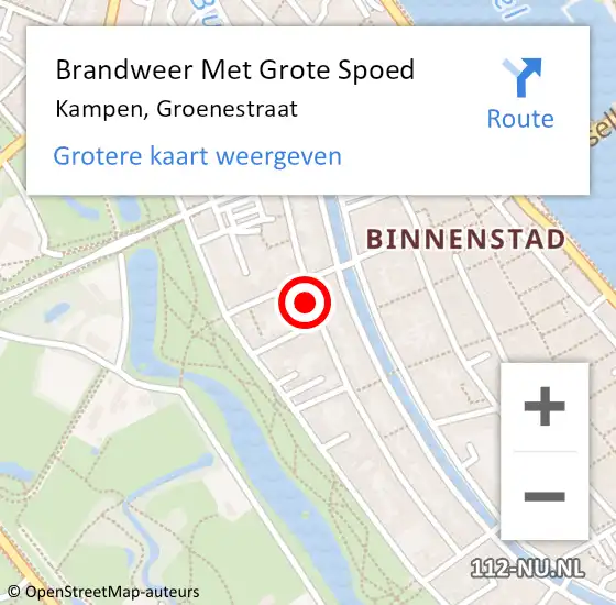 Locatie op kaart van de 112 melding: Brandweer Met Grote Spoed Naar Kampen, Groenestraat op 31 maart 2019 07:22