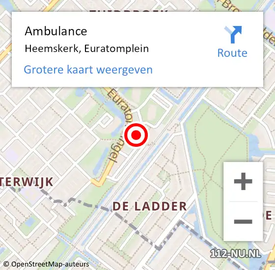 Locatie op kaart van de 112 melding: Ambulance Heemskerk, Euratomplein op 31 maart 2019 17:04
