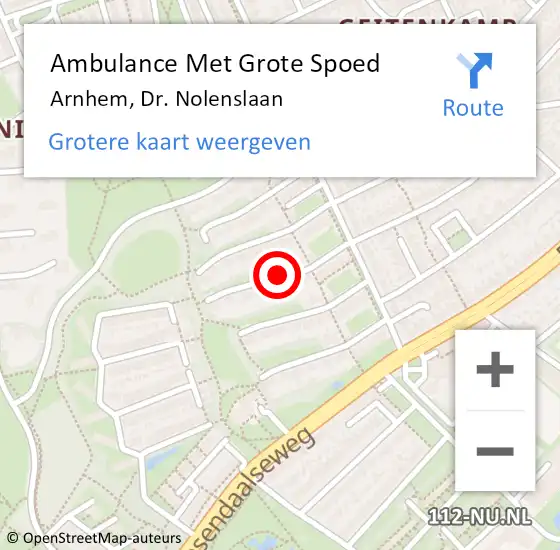 Locatie op kaart van de 112 melding: Ambulance Met Grote Spoed Naar Arnhem, Dr. Nolenslaan op 31 maart 2019 17:12