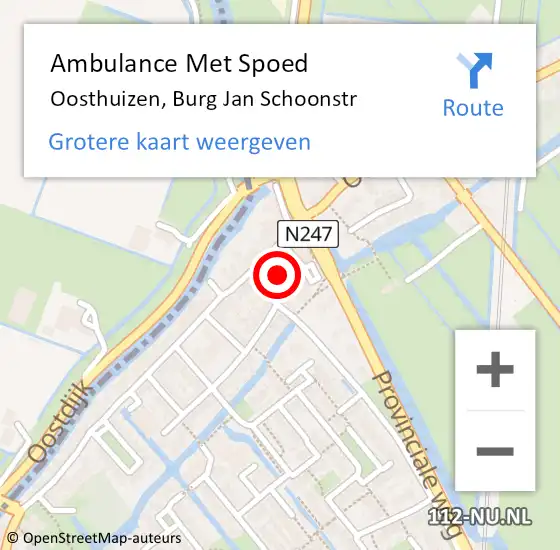 Locatie op kaart van de 112 melding: Ambulance Met Spoed Naar Oosthuizen, Burg Jan Schoonstr op 31 maart 2019 17:48