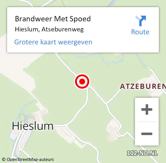 Locatie op kaart van de 112 melding: Brandweer Met Spoed Naar Hieslum, Atseburenweg op 26 september 2013 19:43