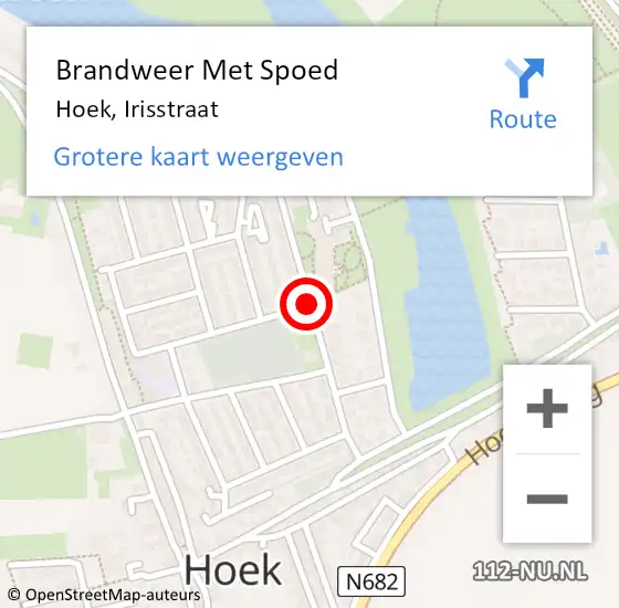 Locatie op kaart van de 112 melding: Brandweer Met Spoed Naar Hoek, Irisstraat op 31 maart 2019 18:56