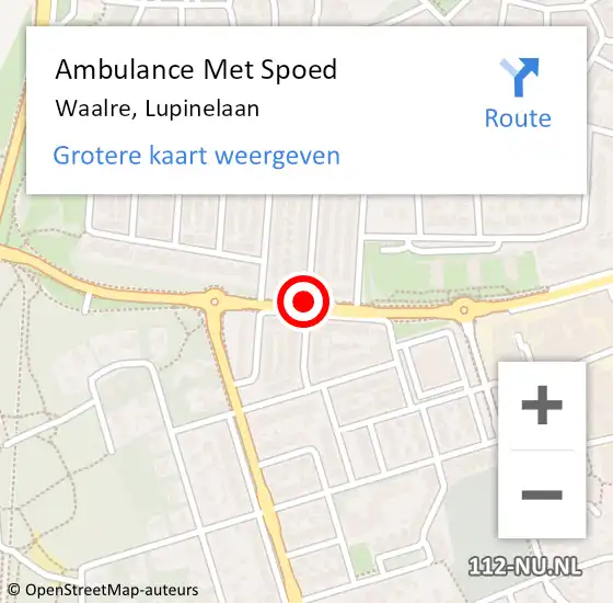 Locatie op kaart van de 112 melding: Ambulance Met Spoed Naar Waalre, Lupinelaan op 31 maart 2019 20:33