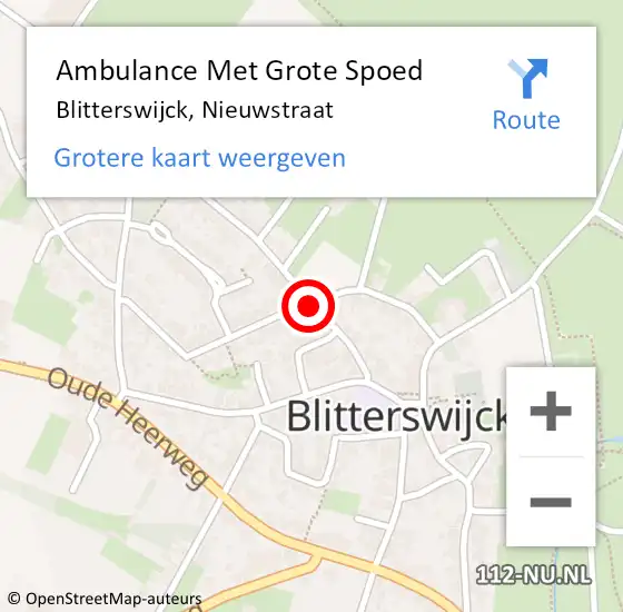 Locatie op kaart van de 112 melding: Ambulance Met Grote Spoed Naar Blitterswijck, Nieuwstraat op 31 maart 2019 23:27
