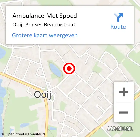 Locatie op kaart van de 112 melding: Ambulance Met Spoed Naar Ooij, Prinses Beatrixstraat op 1 april 2019 10:26