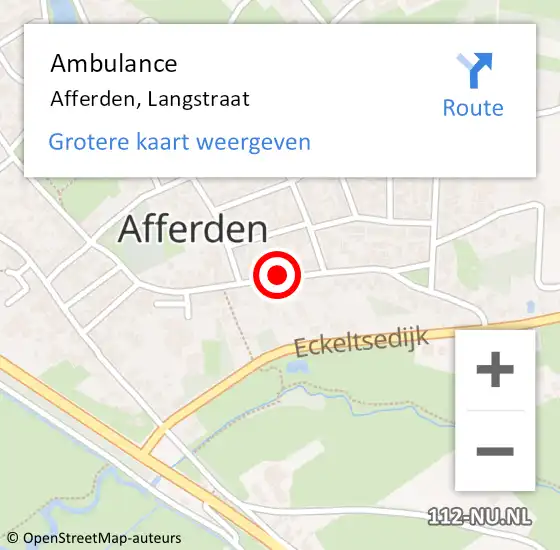 Locatie op kaart van de 112 melding: Ambulance Afferden, Langstraat op 1 april 2019 10:47