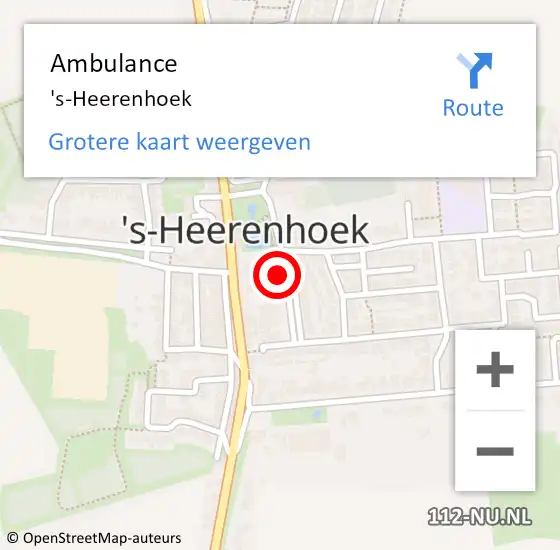 Locatie op kaart van de 112 melding: Ambulance 's-Heerenhoek op 1 april 2019 11:29