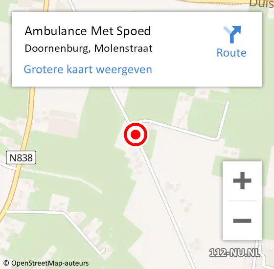 Locatie op kaart van de 112 melding: Ambulance Met Spoed Naar Doornenburg, Molenstraat op 1 april 2019 11:49