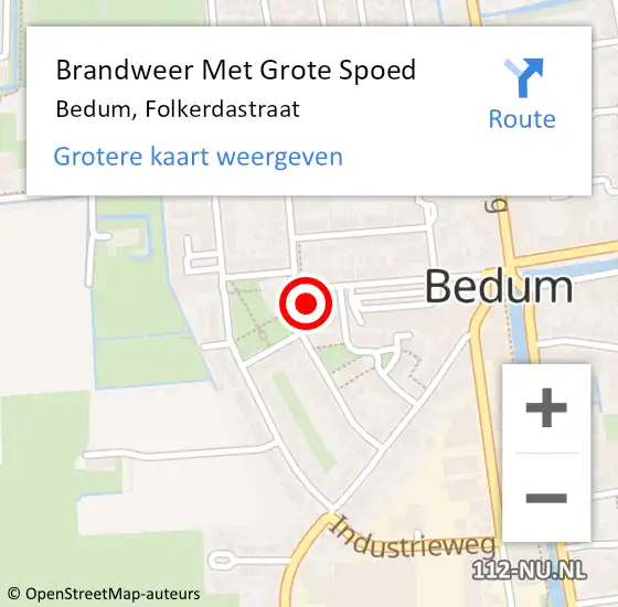Locatie op kaart van de 112 melding: Brandweer Met Grote Spoed Naar Bedum, Folkerdastraat op 28 maart 2014 03:03