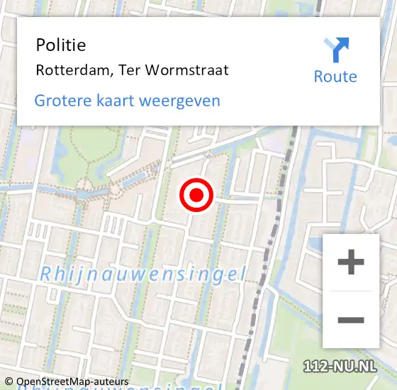 Locatie op kaart van de 112 melding: Politie Rotterdam, Ter Wormstraat op 1 april 2019 15:02