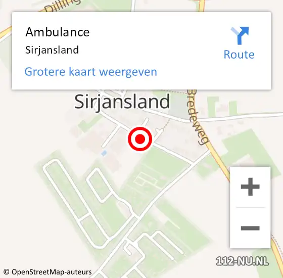Locatie op kaart van de 112 melding: Ambulance Sirjansland op 1 april 2019 15:31