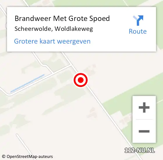 Locatie op kaart van de 112 melding: Brandweer Met Grote Spoed Naar Scheerwolde, Woldlakeweg op 1 april 2019 16:55