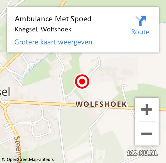 Locatie op kaart van de 112 melding: Ambulance Met Spoed Naar Knegsel, Wolfshoek op 1 april 2019 17:16