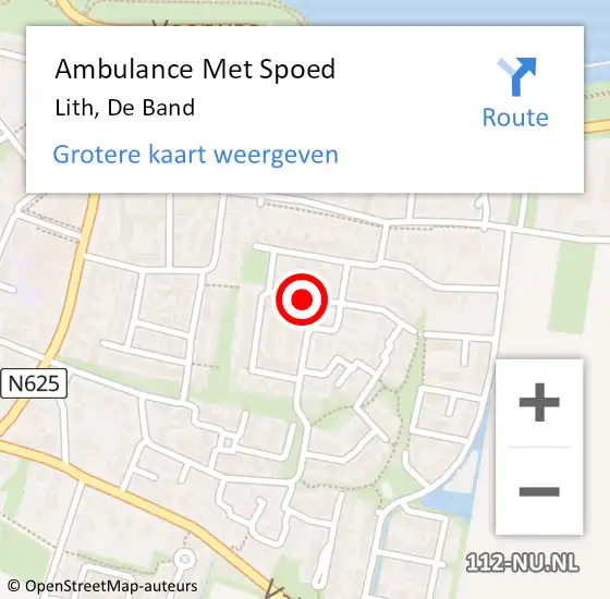 Locatie op kaart van de 112 melding: Ambulance Met Spoed Naar Lith, De Band op 1 april 2019 23:23