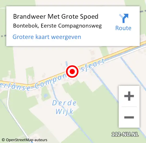 Locatie op kaart van de 112 melding: Brandweer Met Grote Spoed Naar Bontebok, Eerste Compagnonsweg op 2 april 2019 05:43