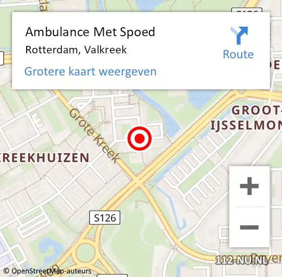 Locatie op kaart van de 112 melding: Ambulance Met Spoed Naar Rotterdam, Valkreek op 2 april 2019 09:01