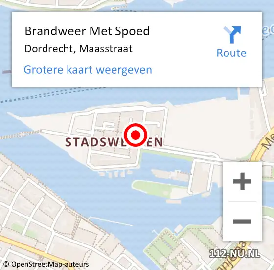 Locatie op kaart van de 112 melding: Brandweer Met Spoed Naar Dordrecht, Maasstraat op 2 april 2019 09:17
