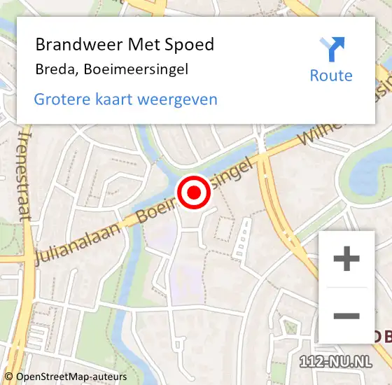 Locatie op kaart van de 112 melding: Brandweer Met Spoed Naar Breda, Boeimeersingel op 2 april 2019 11:58