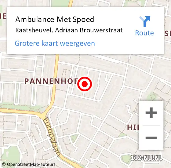 Locatie op kaart van de 112 melding: Ambulance Met Spoed Naar Kaatsheuvel, Adriaan Brouwerstraat op 2 april 2019 15:14