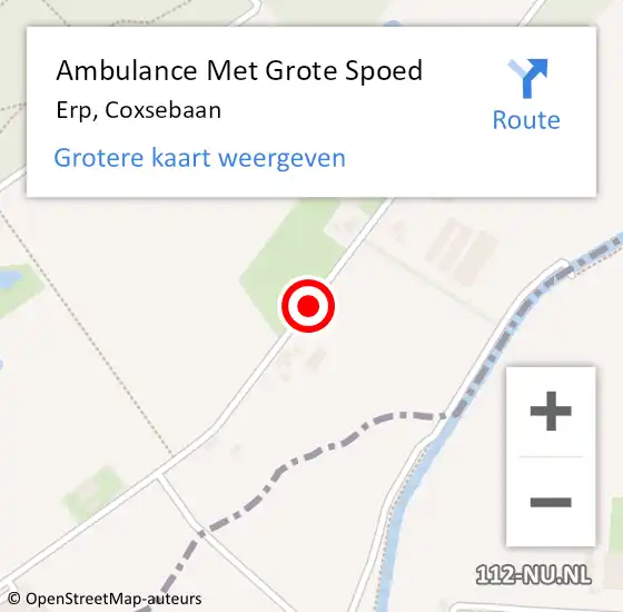 Locatie op kaart van de 112 melding: Ambulance Met Grote Spoed Naar Erp, Coxsebaan op 2 april 2019 15:48